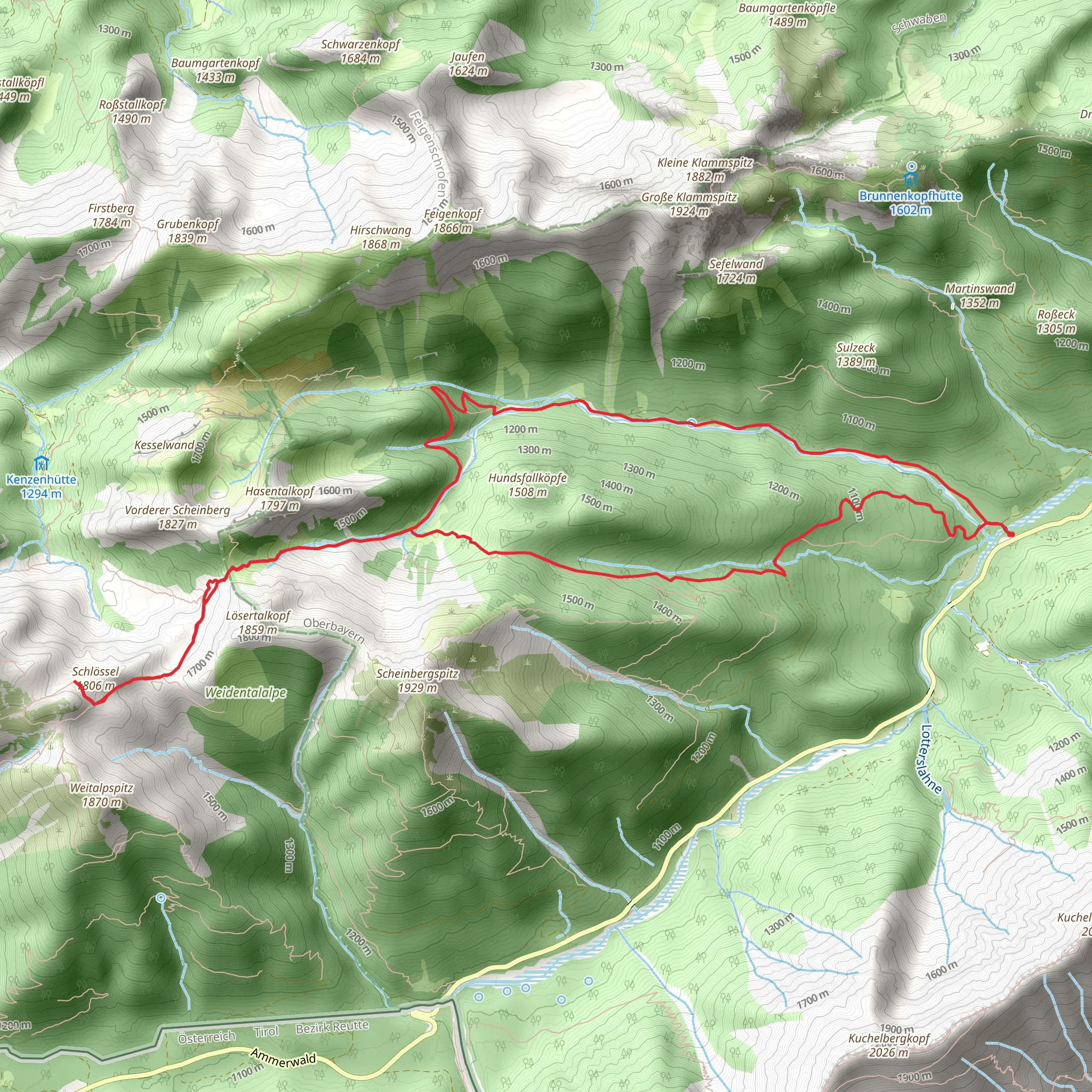 Schlossel and Hundsfallkopfe Loop mobile static map