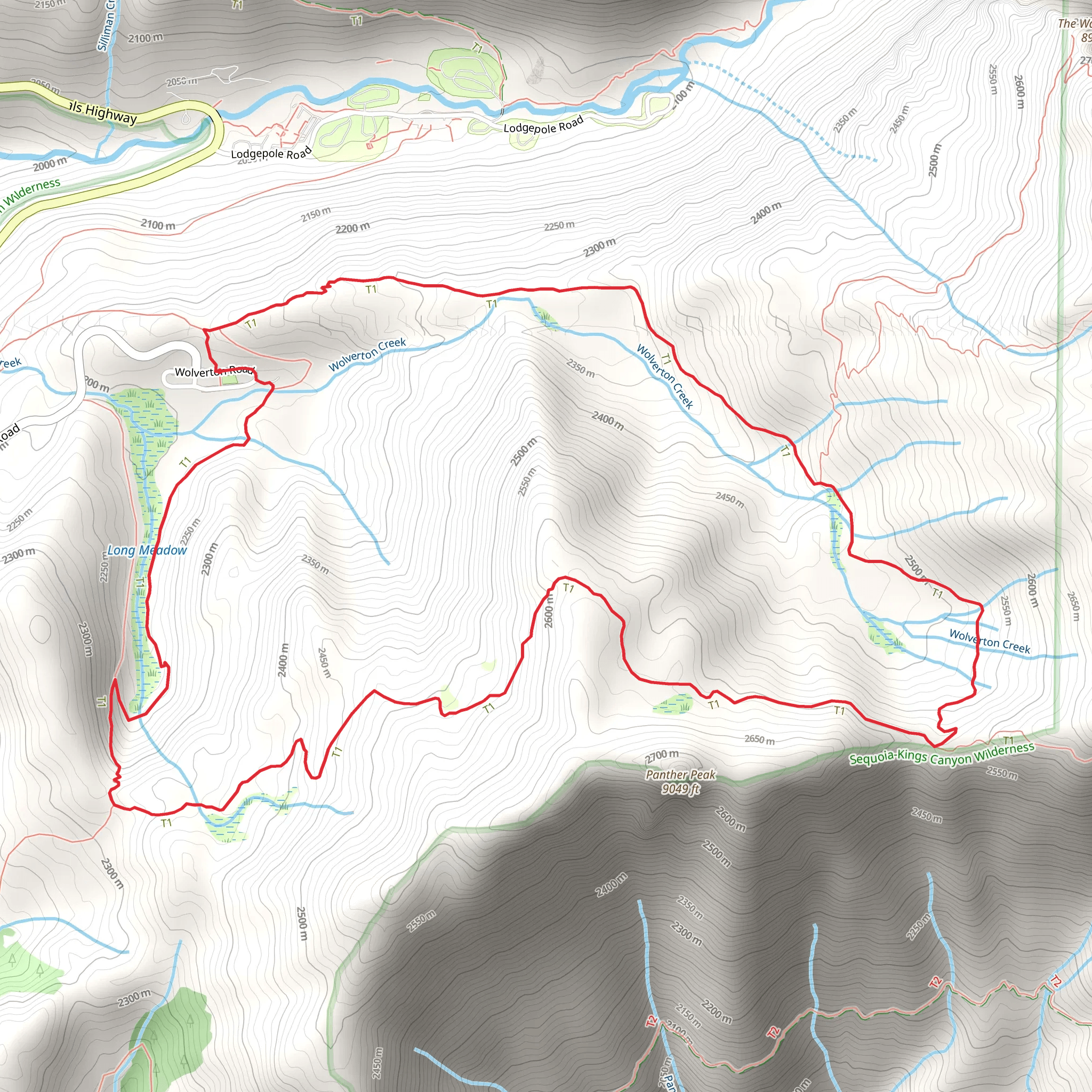 Long Meadow, Panther Gap and Lakes Loop Trail mobile static map
