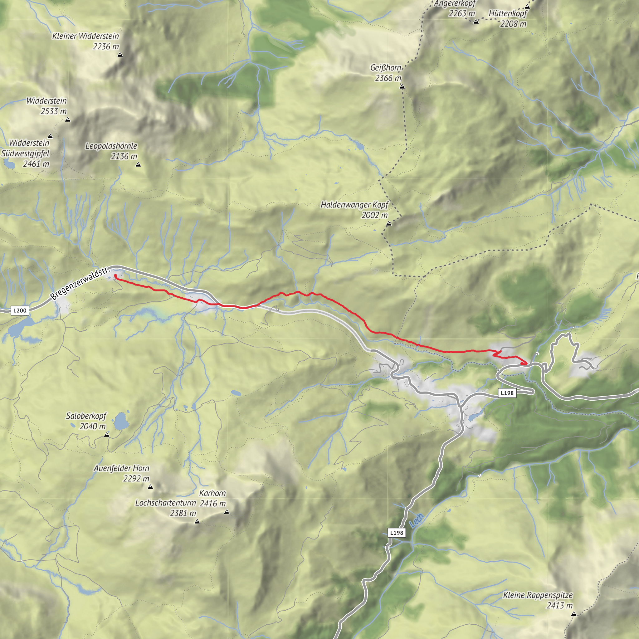 Hike from Hochkrumbach via Gehren mobile static map
