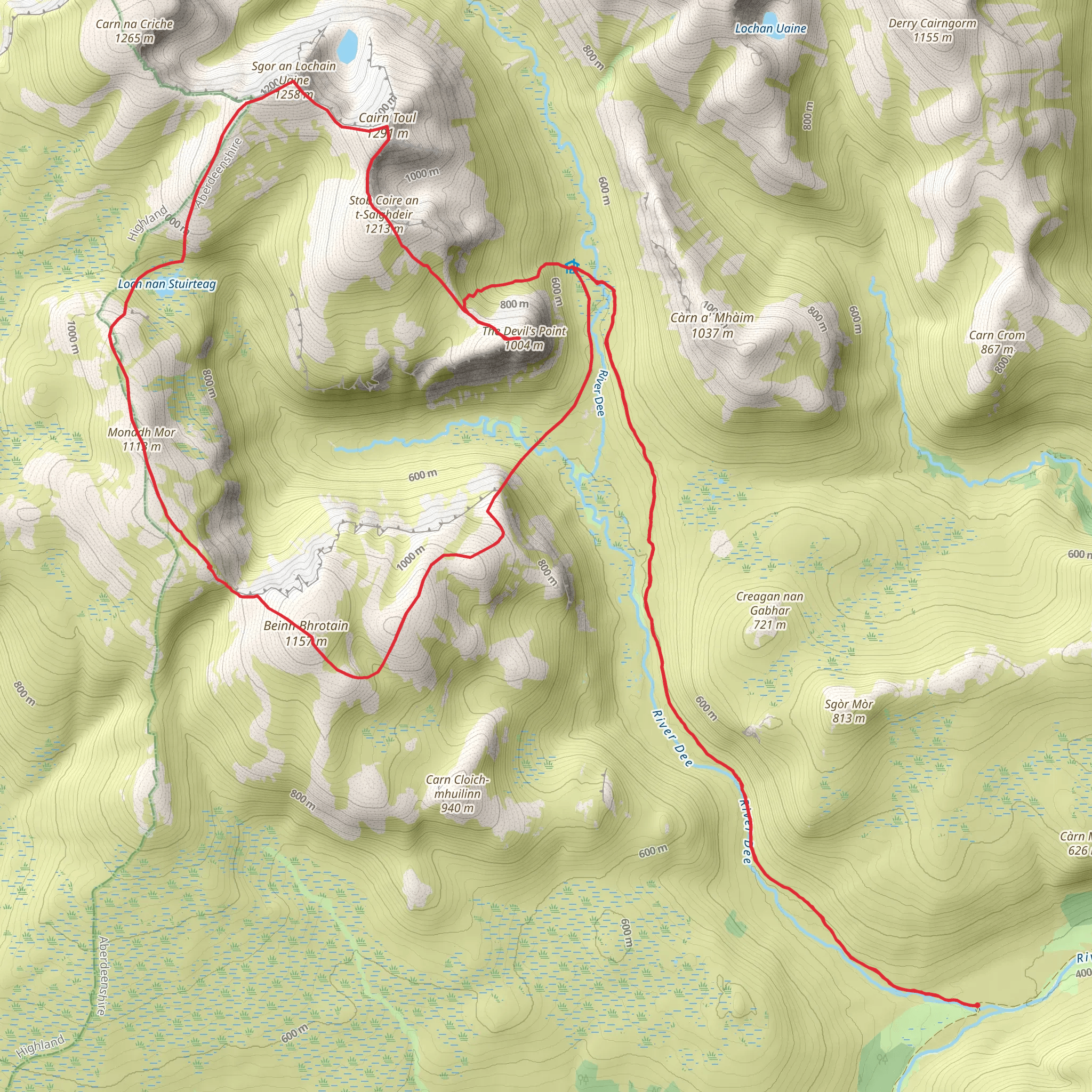 Glen Geusachan Loop via River Dee mobile static map