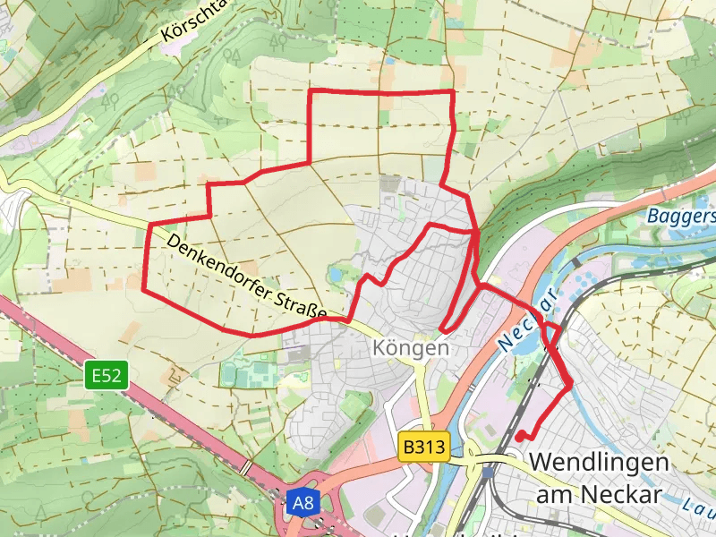 Neckar via Köngen - Wolfschlugen and Berkheim