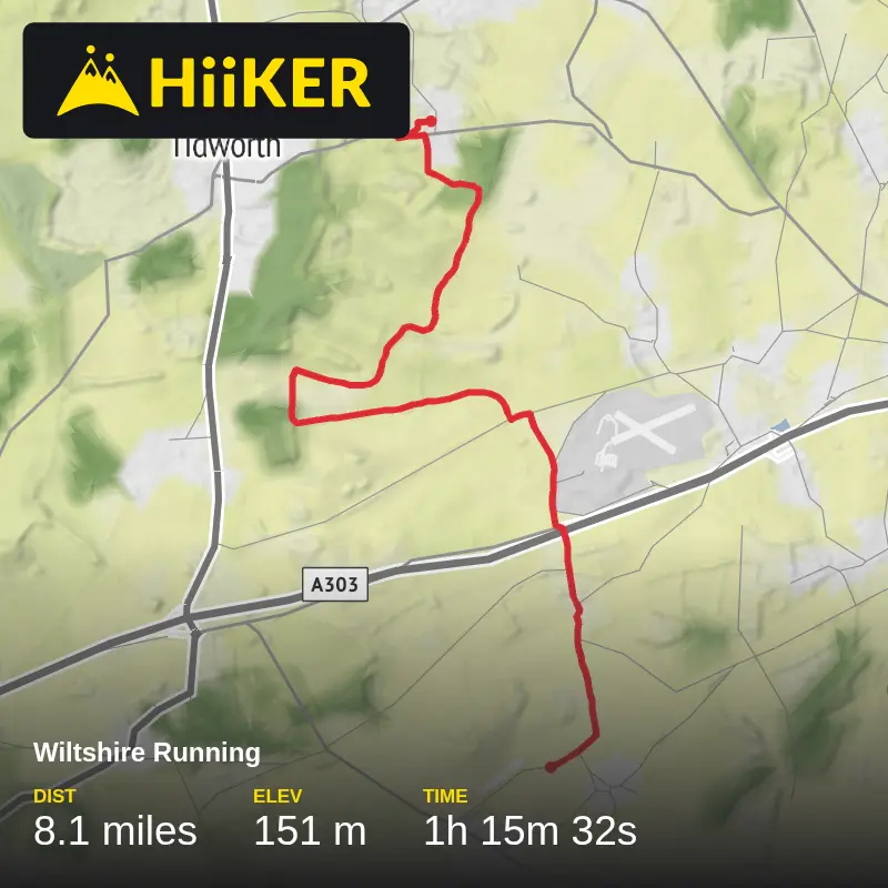 A map preview of the recording Wiltshire Running.