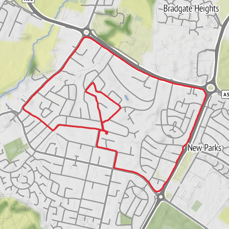 A map preview of the recording Blaby Walking.