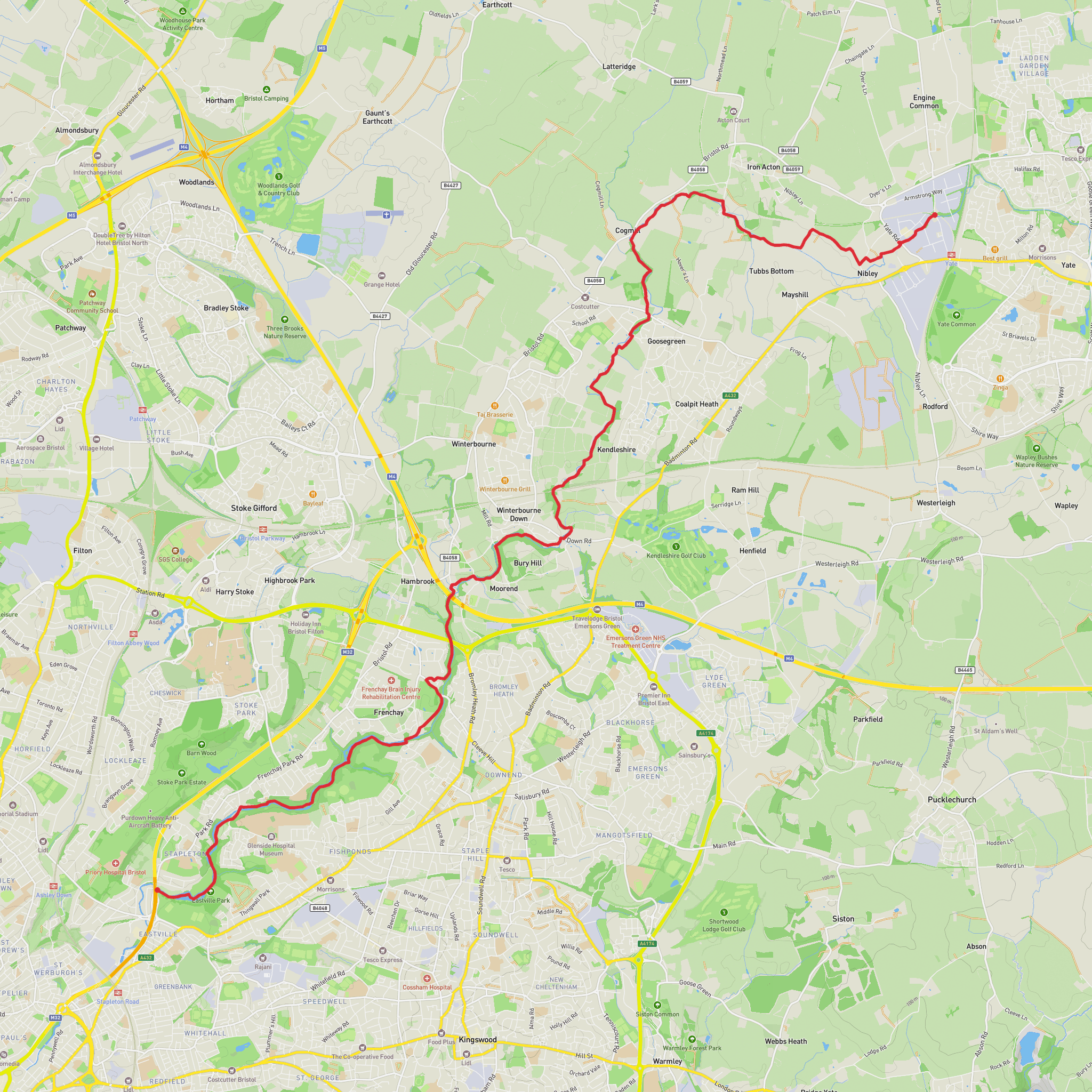 Frome Valley - Yate to Eastville mobile static map