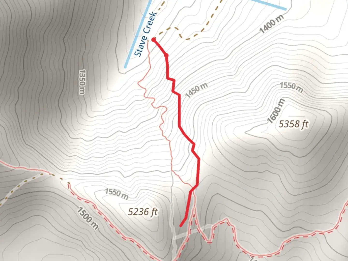 An image depicting the trail Stave Creek Trail and its surrounding area.