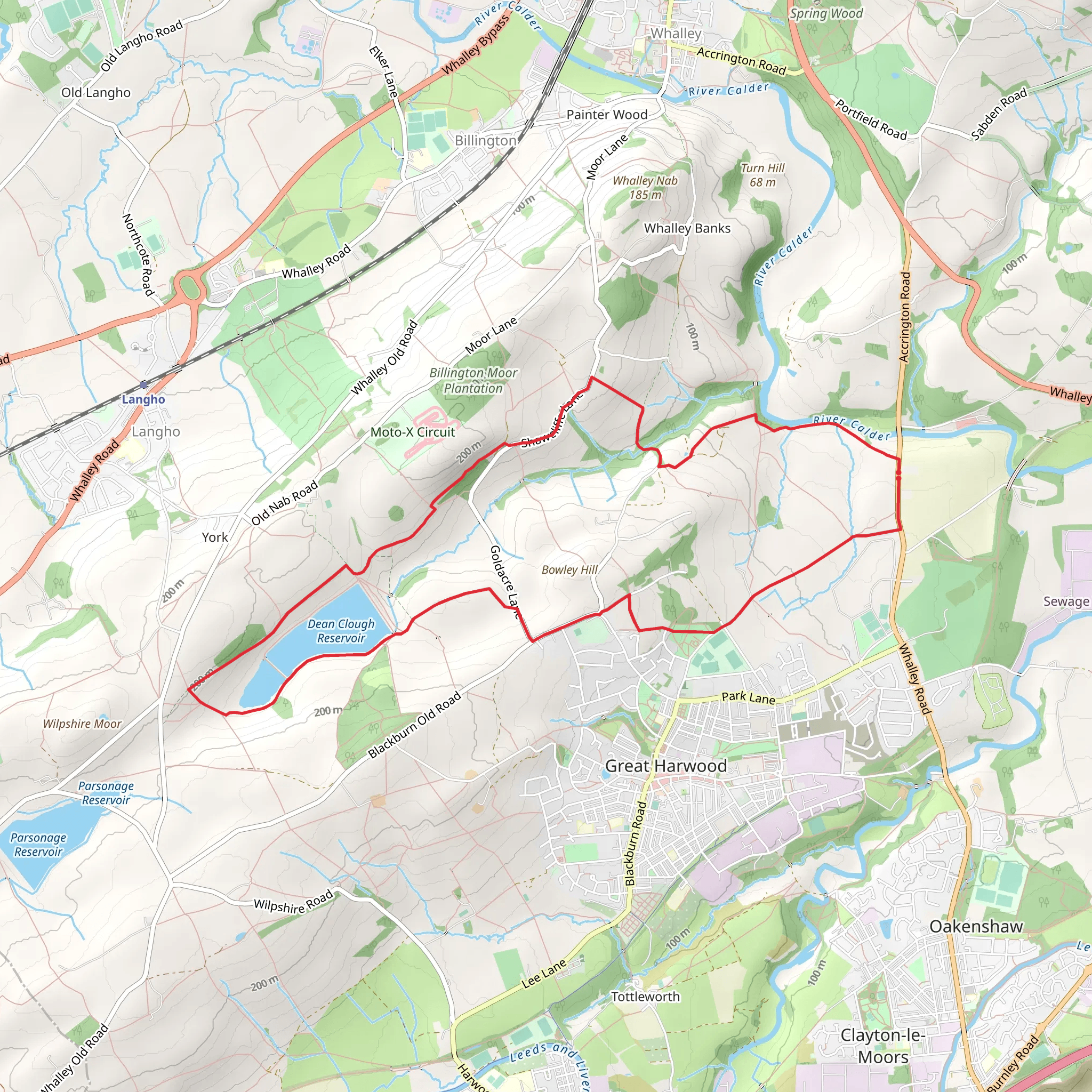 Dean Clough Reservoir and Memorial Park Loop mobile static map