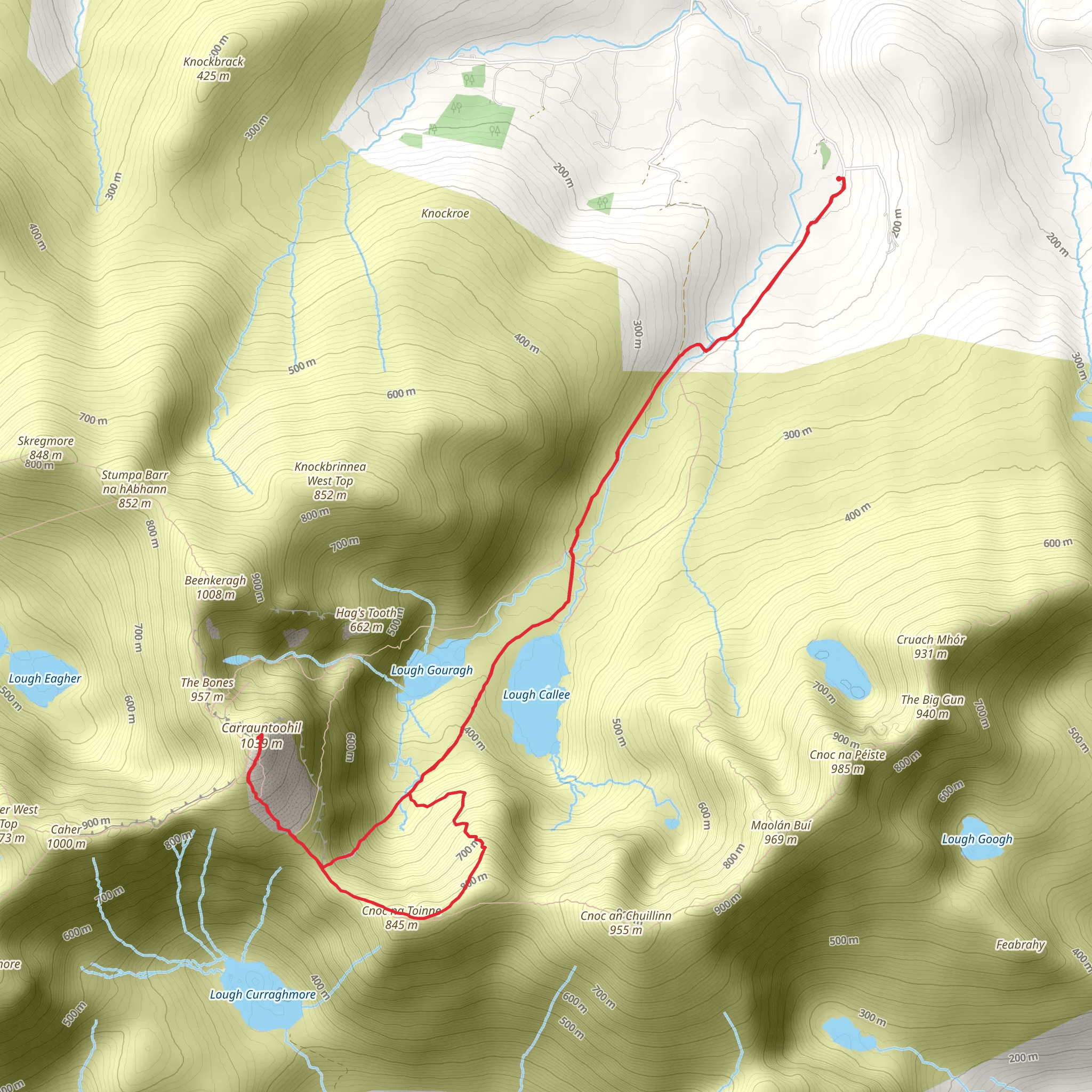 Carrauntoohil via The devil's ladder and zig zags mobile static map