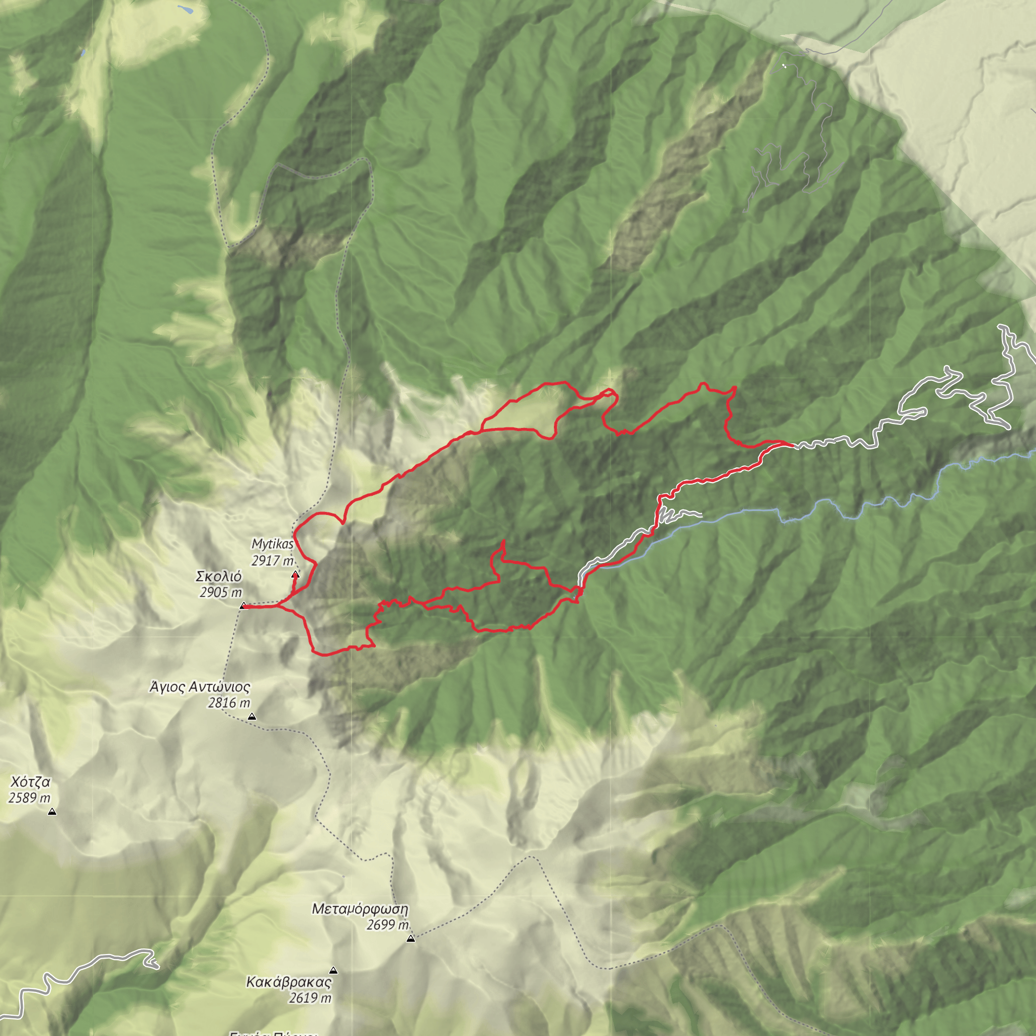 Prionia Mytikas Mount Olympus Loop mobile static map