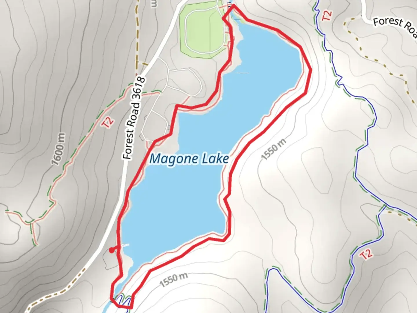 An image depicting the trail Magone Lake Loop and its surrounding area.
