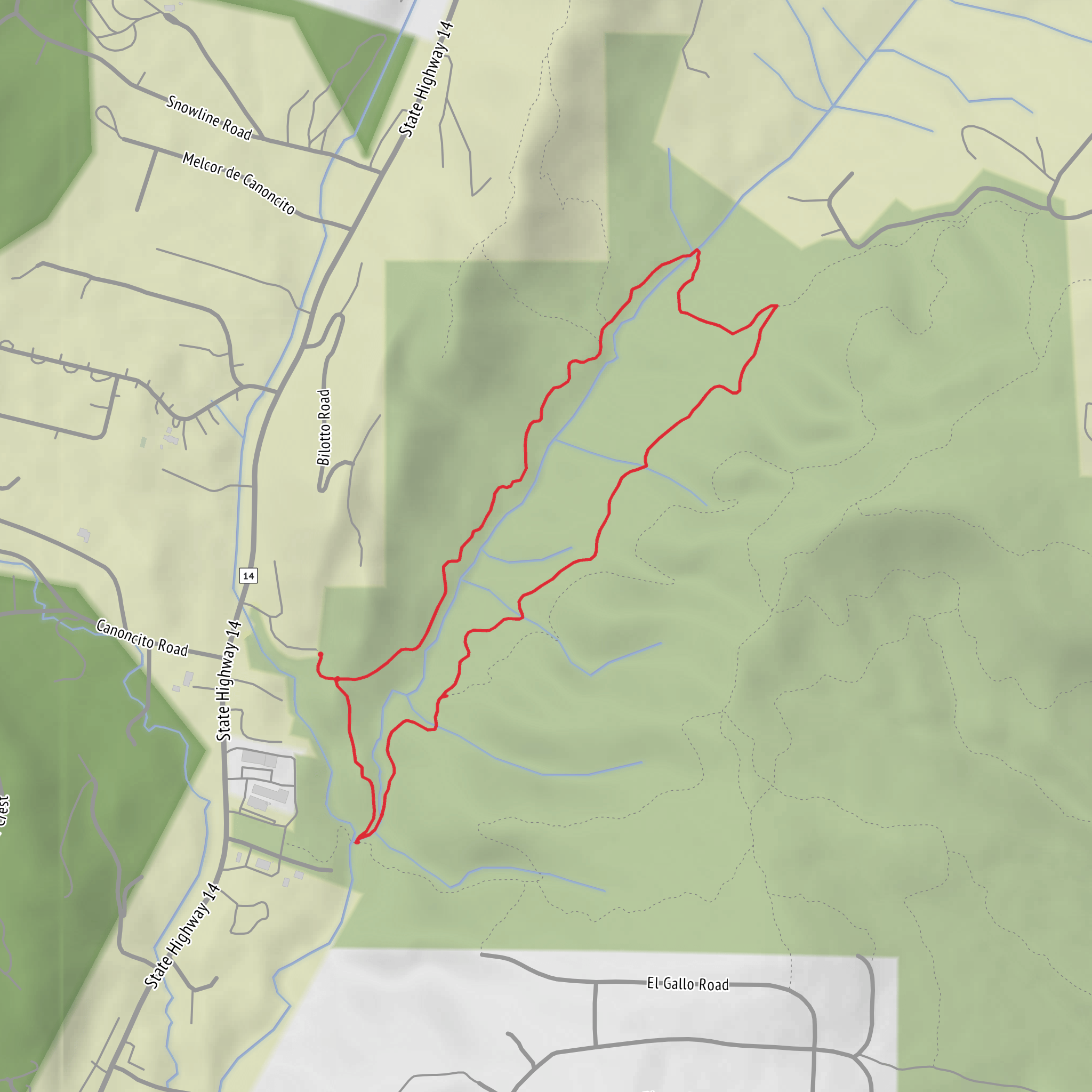 Hike from Cedar Crest Milne Guiterrez mobile static map