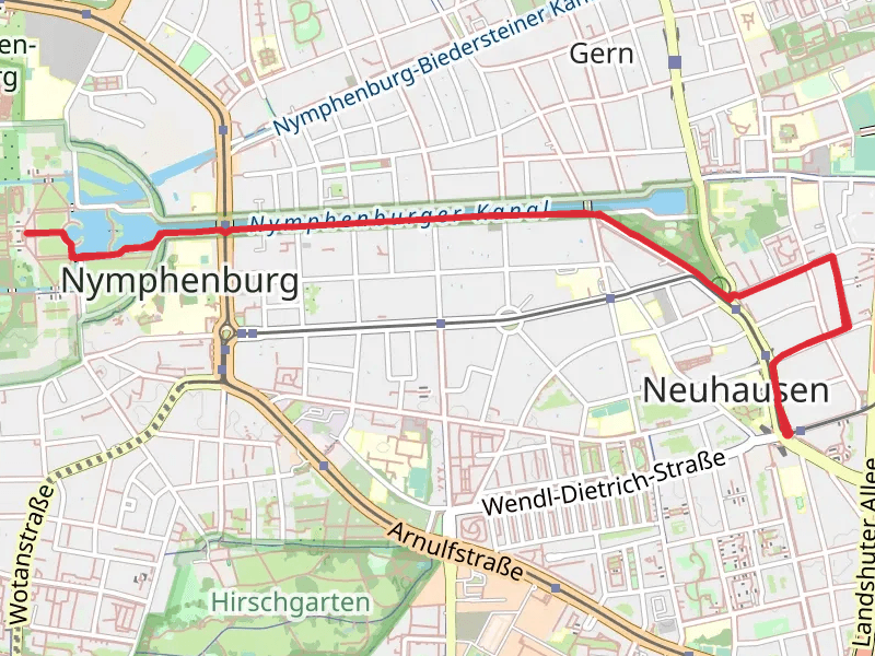 Nymphenburg Palace Walk from Rotkreuzplatz