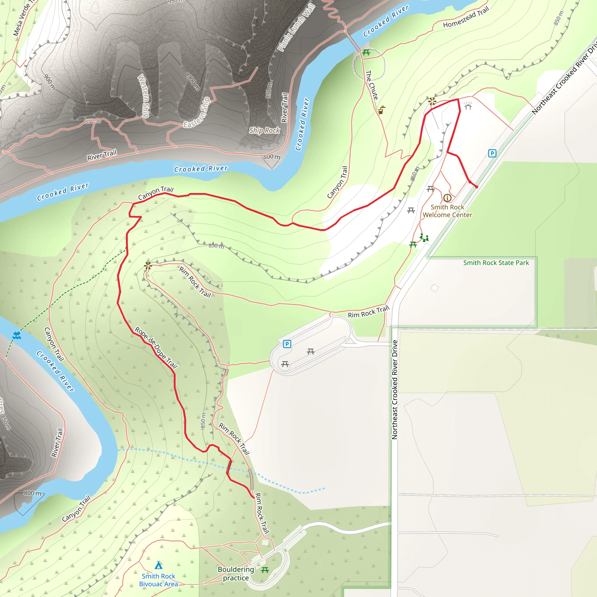 Rope-de-Dope Trail mobile static map