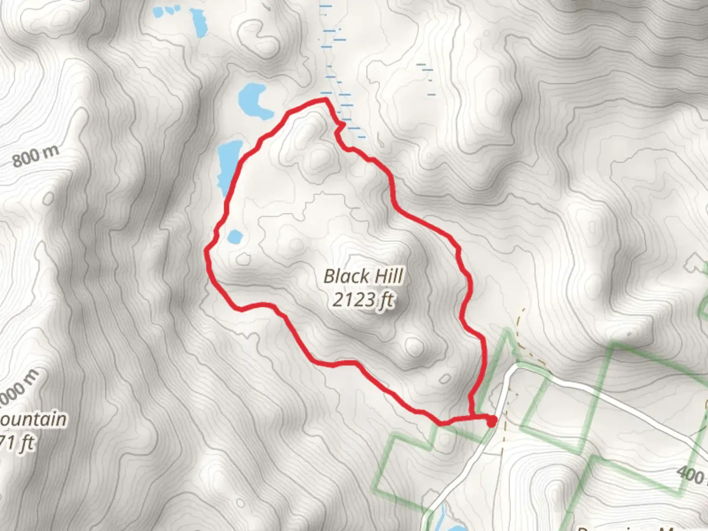 An image depicting the trail Hike around Black Hill via Three Ponds Trail and its surrounding area.