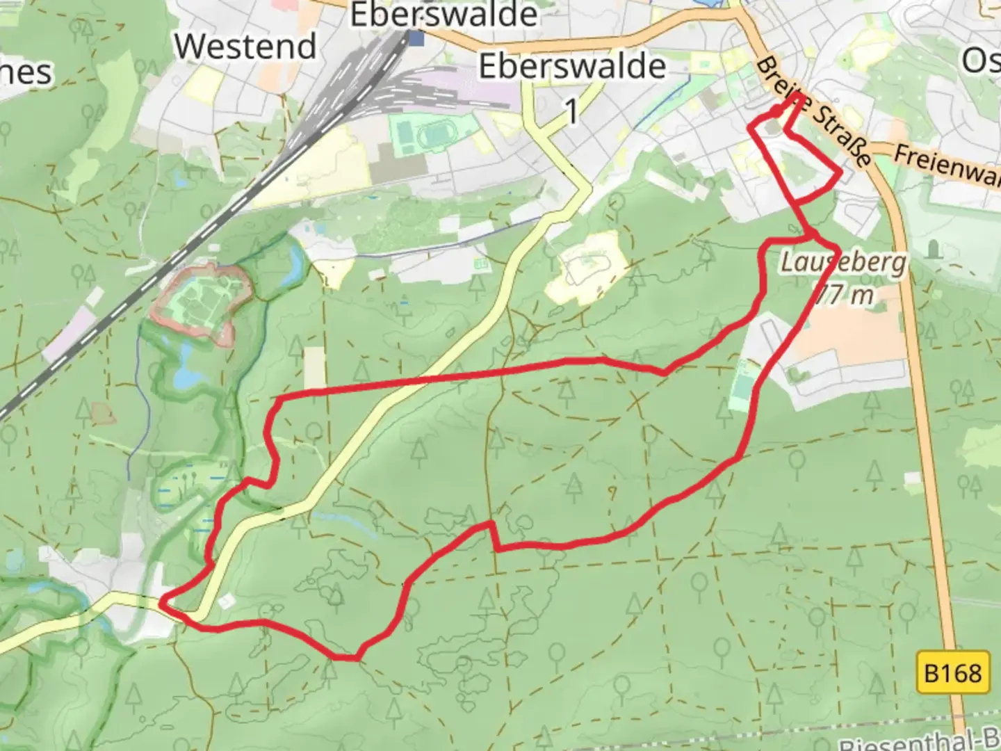 An image depicting the trail Spechthausen East Loop and its surrounding area.