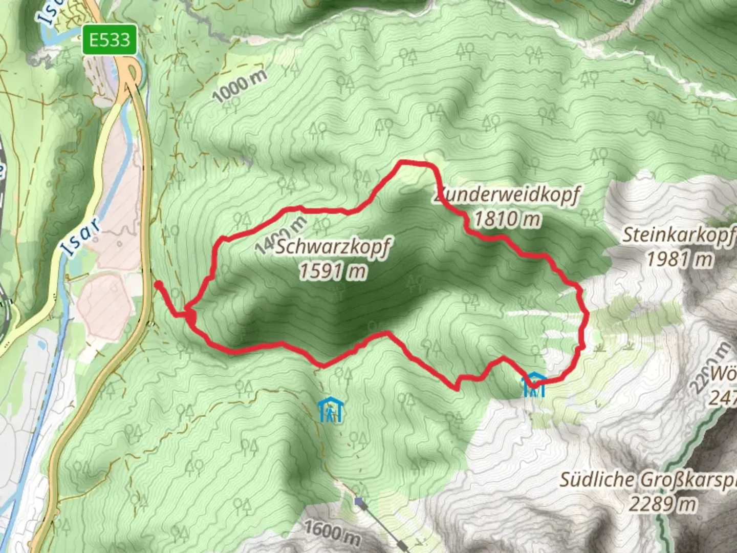 An image depicting the trail Schonwald, Ob Kalberalm and Rahbergalm Loop via Wanderweg 260 and its surrounding area.