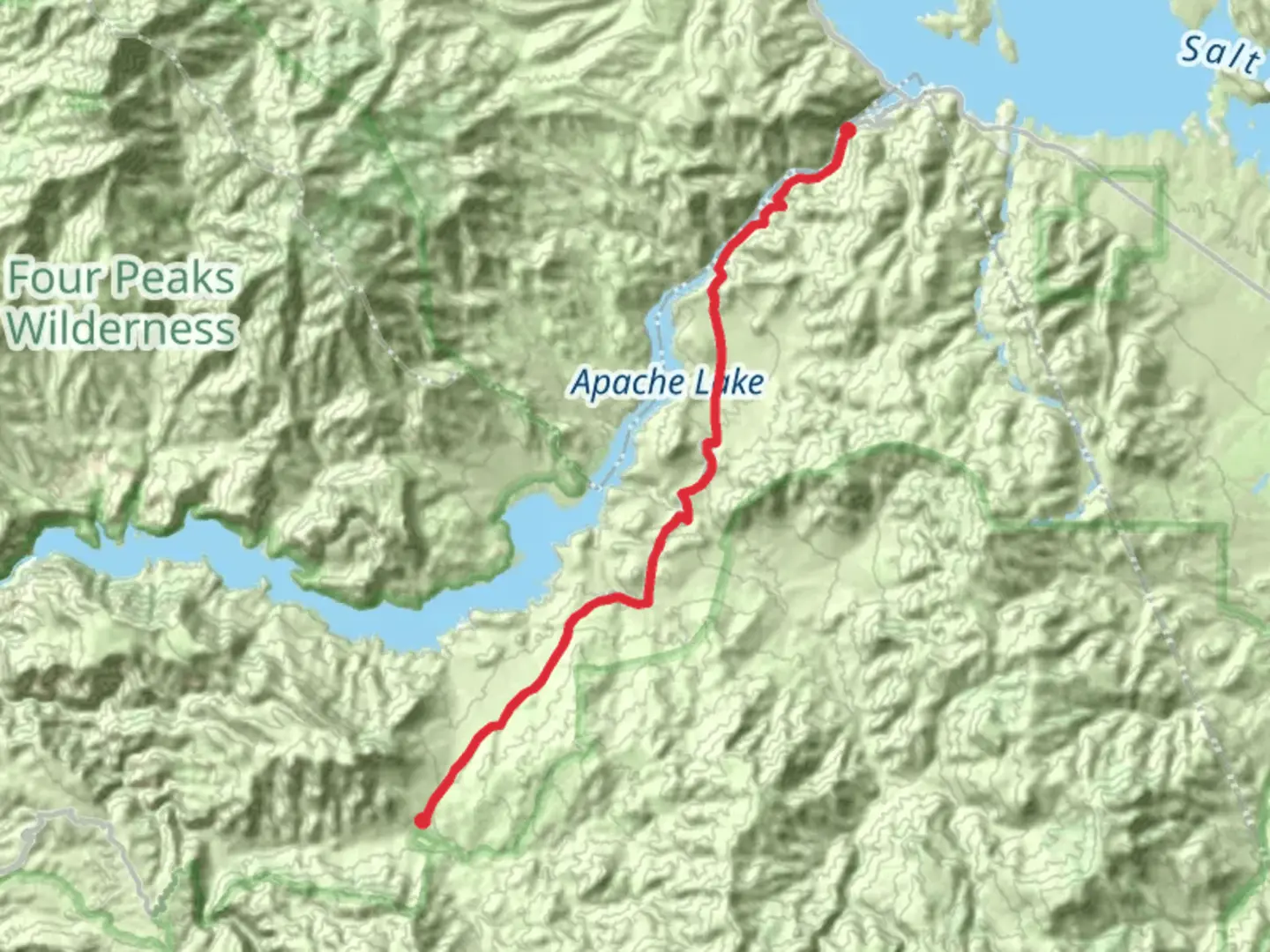An image depicting the trail Apache Trail and its surrounding area.