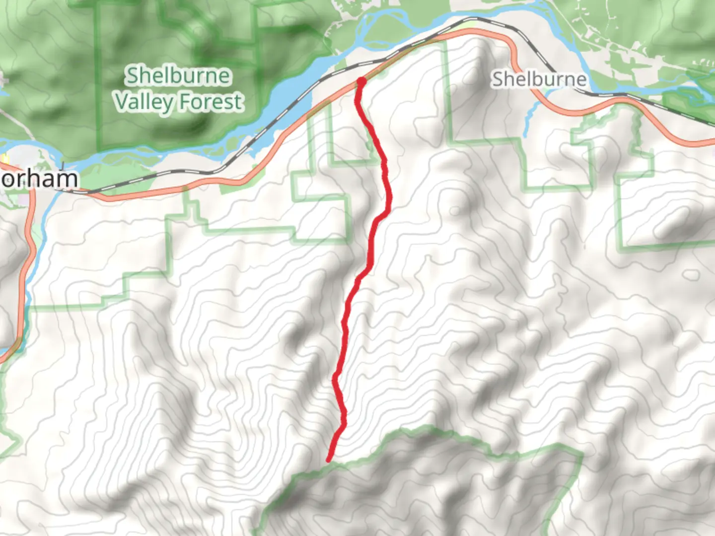 An image depicting the trail Middle Moriah Mountain via Rattle River and its surrounding area.