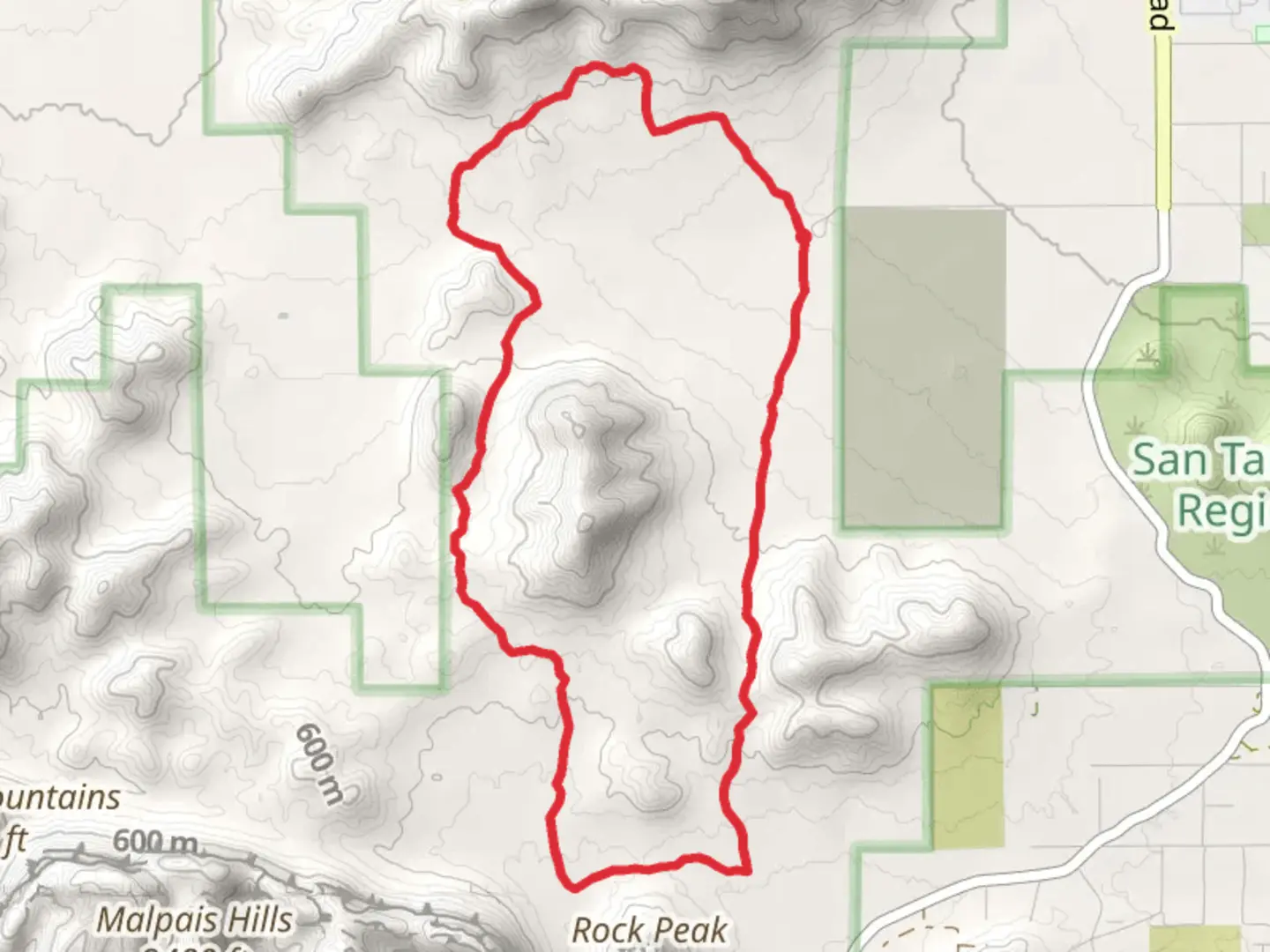 An image depicting the trail San Tan Mountain Regional Park Loop and its surrounding area.