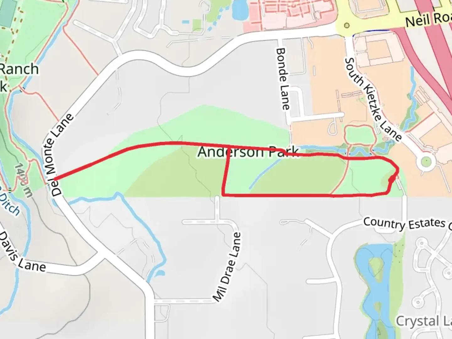 An image depicting the trail Anderson Park Loop and its surrounding area.