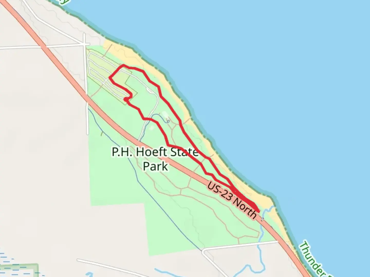 An image depicting the trail Hoeft State Park Loop and its surrounding area.