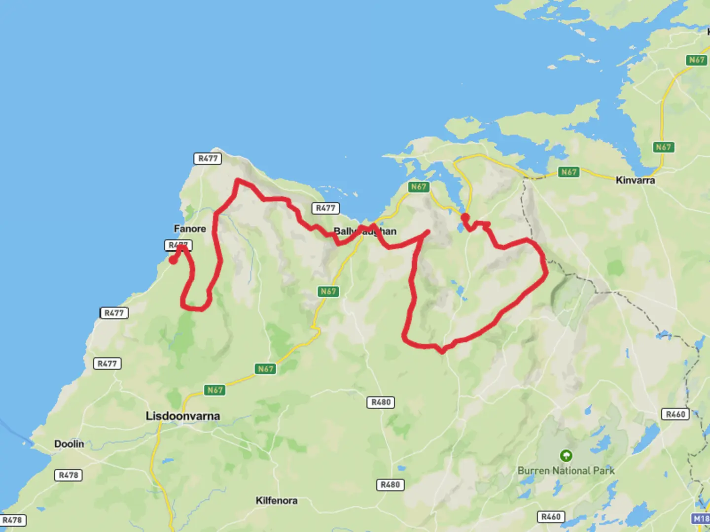 An image depicting the trail Burren_Challenge_1 and its surrounding area.