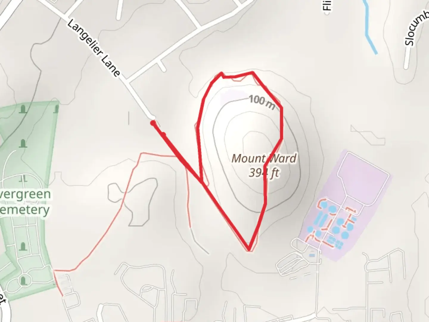 An image depicting the trail Mount Ward Loop from Langelier Lane and its surrounding area.