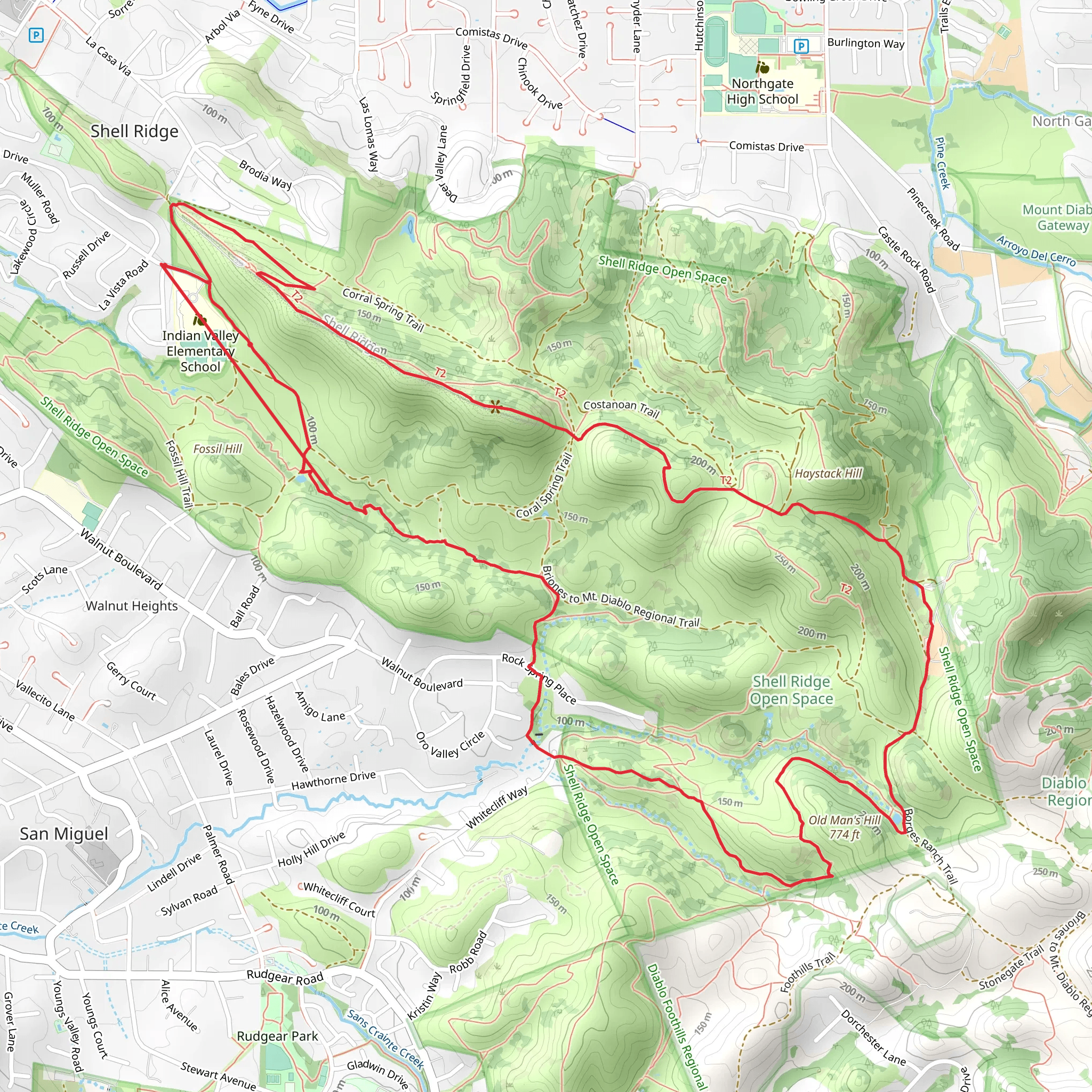 Indian Creek and Ridge Top Loop Trail mobile static map