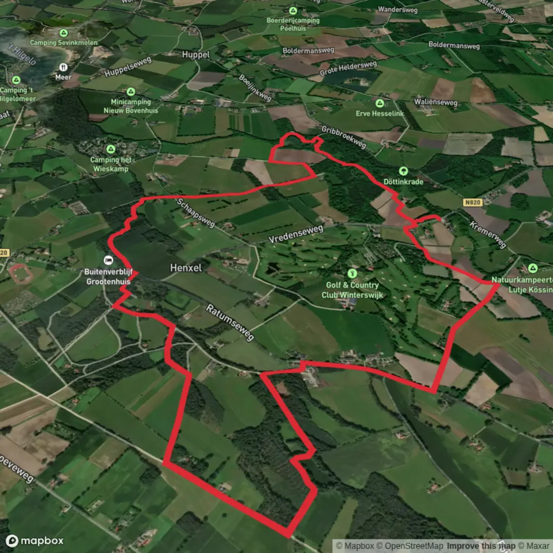 An image depicting the trail Scholtenpad and Beerninkhoek Loop and its surrounding area.