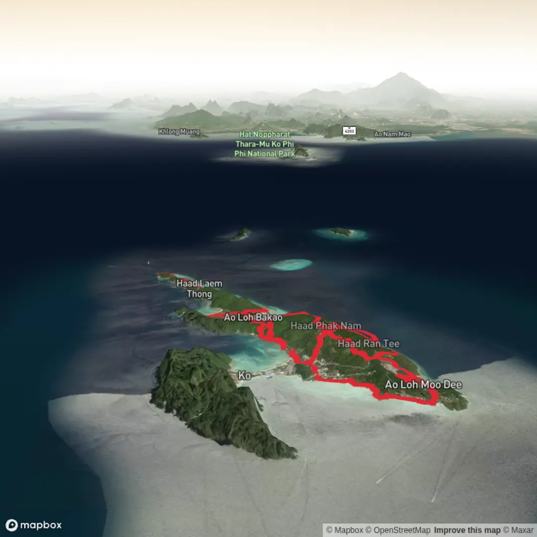 An image depicting the trail Phi Phi Don Hikesu and its surrounding area.