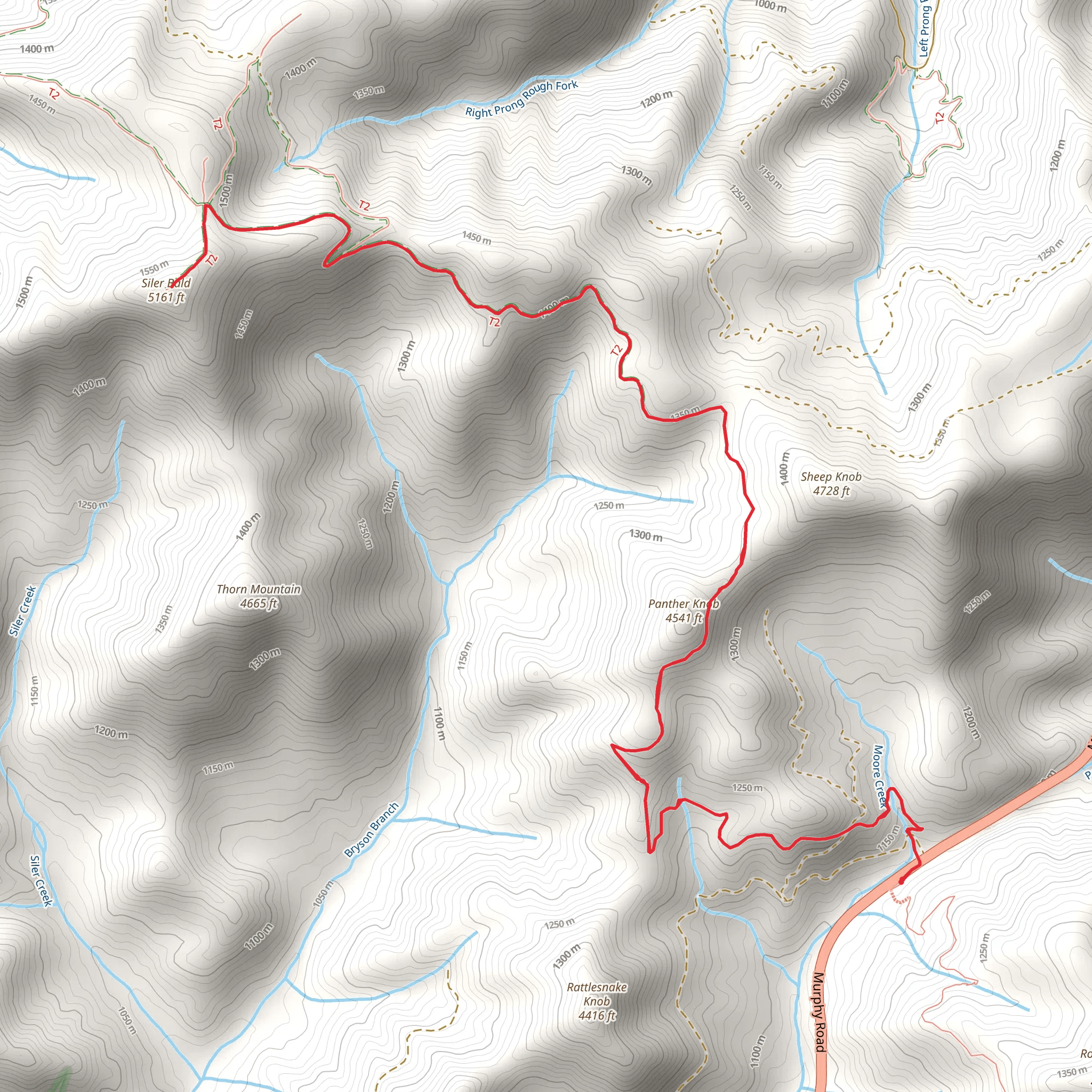 Siler Bald and Panther Knob mobile static map