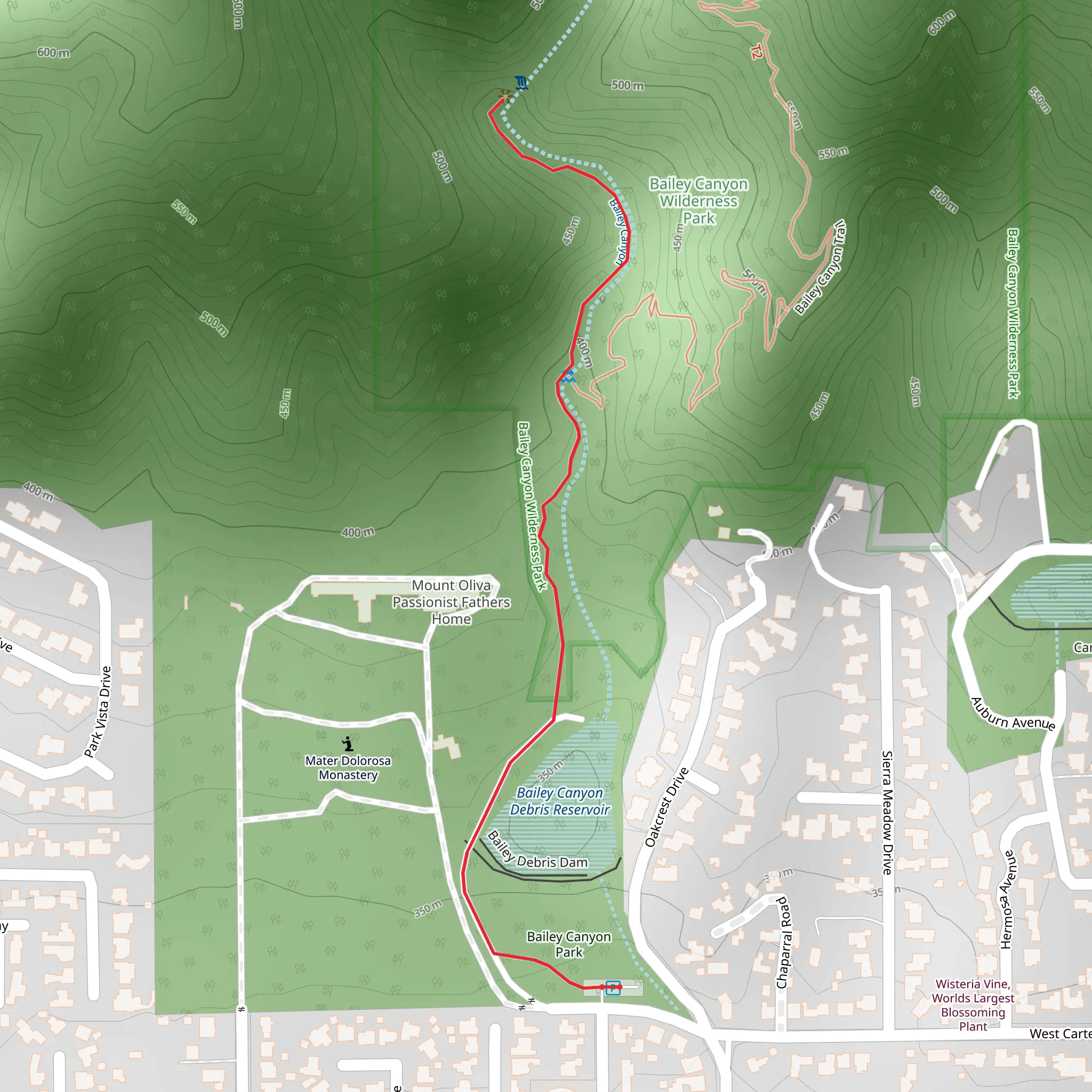 Bailey Canyon Debris Reservoir Out and Back mobile static map