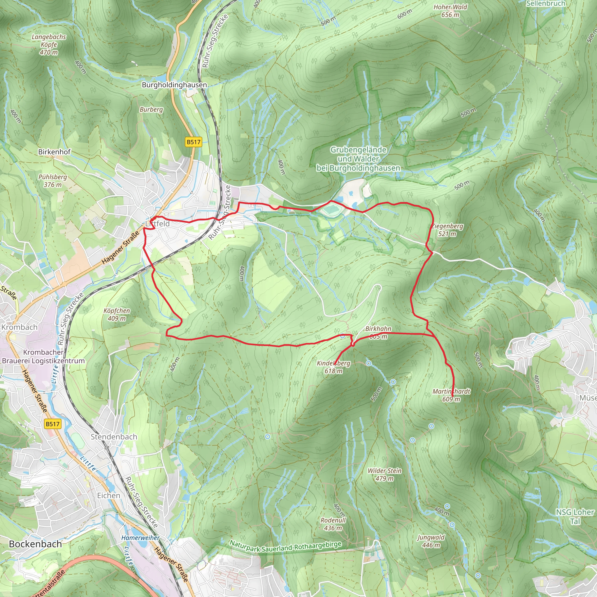 Kreuzbank and Martinshardt via Talsperrenweg mobile static map