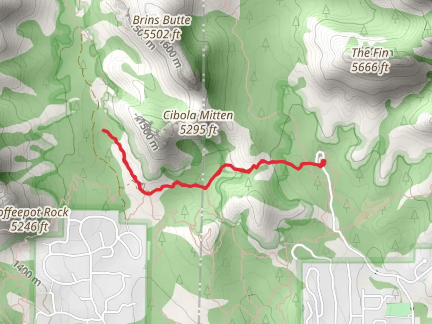 An image depicting the trail Soldier Pass and Cibola Pass Trail and its surrounding area.