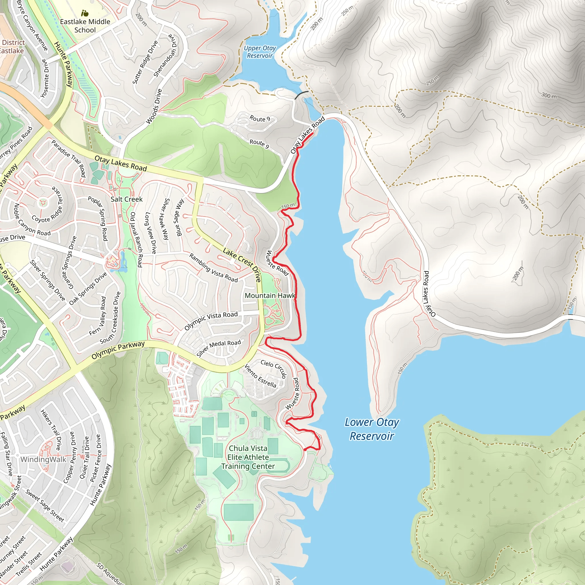 Lower Otay Reservoir West Shore Walk mobile static map
