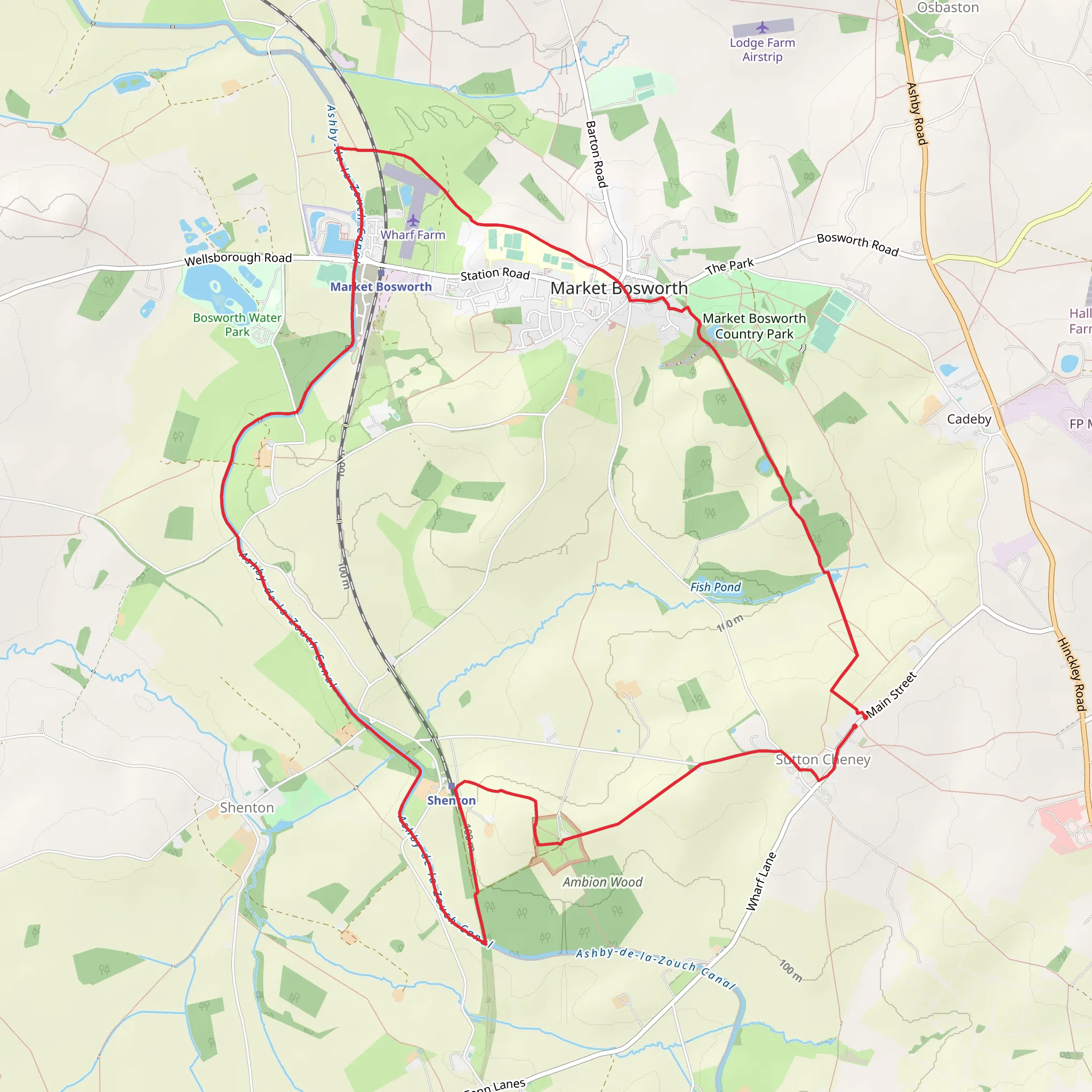Sutton Cheney - Bosworth Field - Ashby-de-la-Zouch Canal and Market Bosworth mobile static map