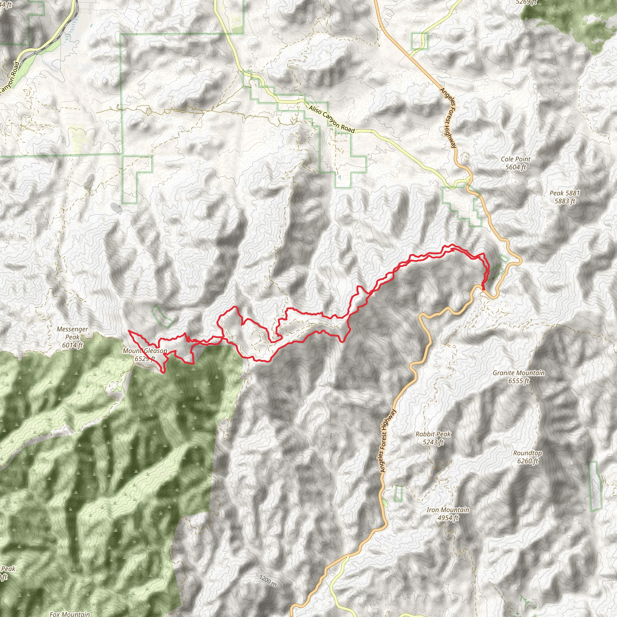 Mount Gleason Loop via PCT mobile static map
