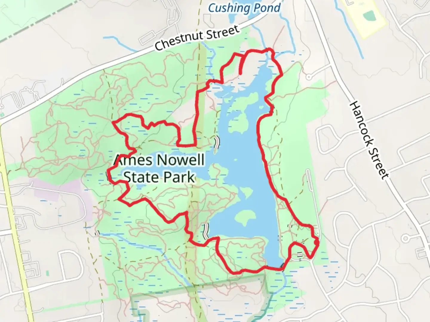 An image depicting the trail Beaver Brook and Cleveland Pond Loop and its surrounding area.