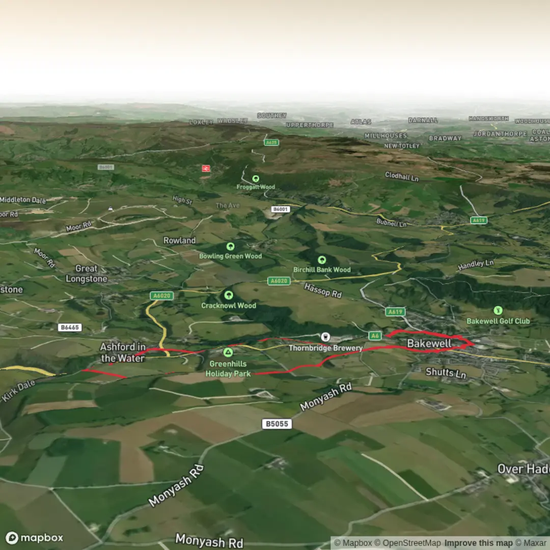 An image depicting the trail Ashford in the Water Loop from Bakewell and its surrounding area.