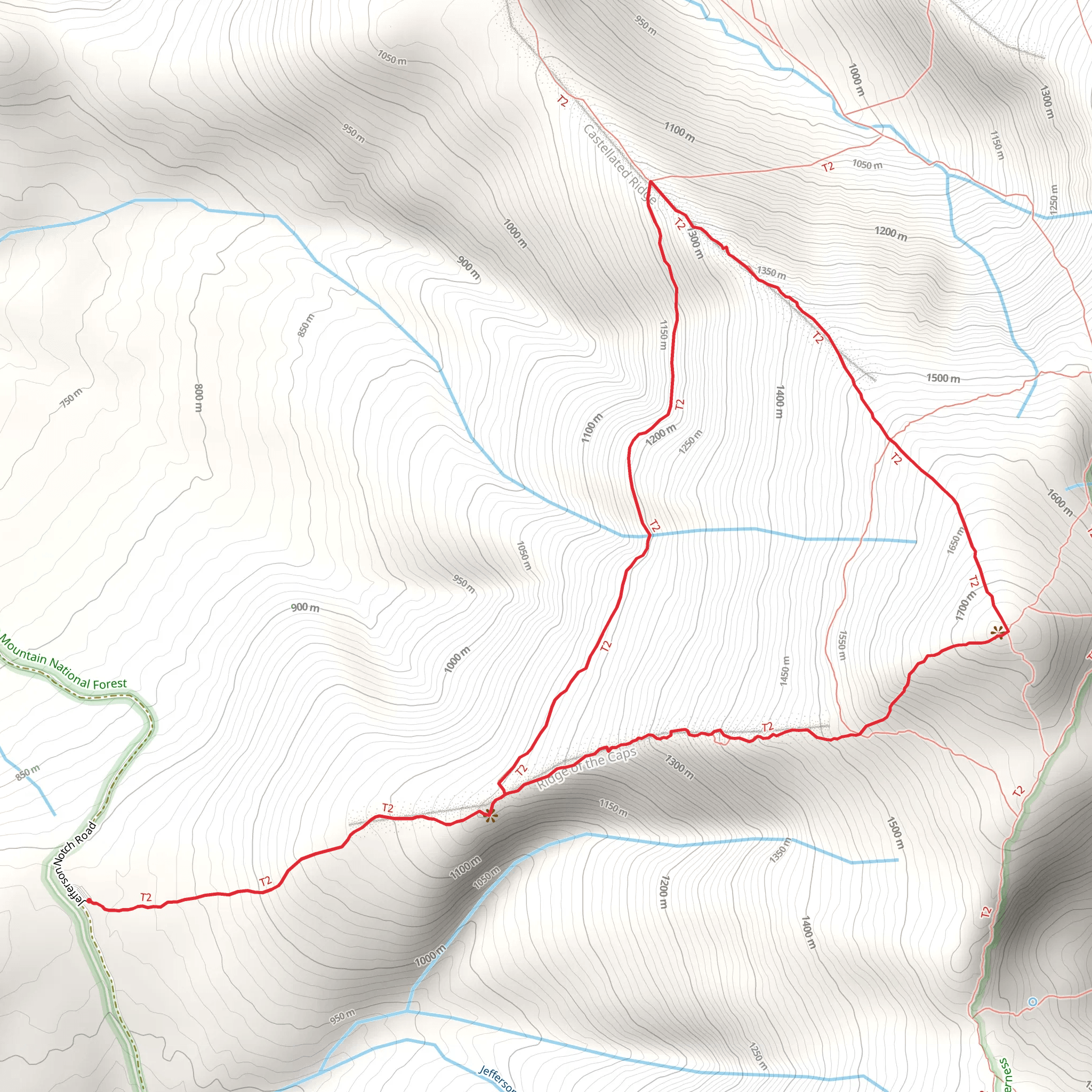 Mount Jefferson and Caps Ridge Trail mobile static map