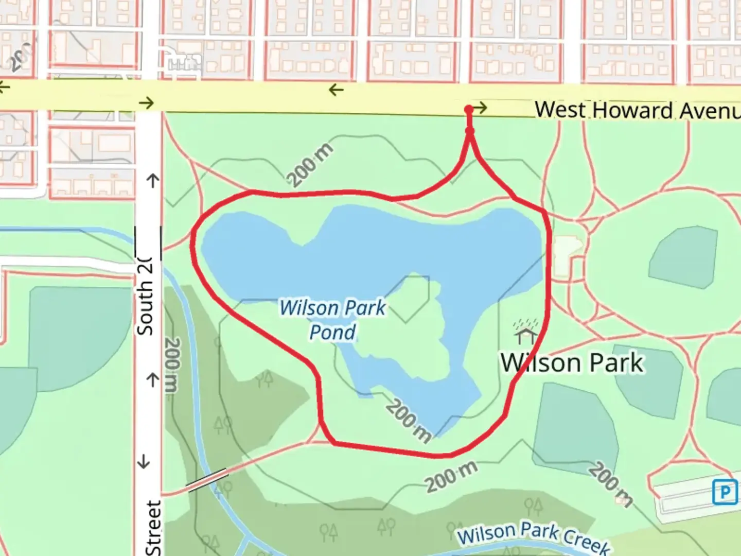An image depicting the trail Wilson Park Pond Loop and its surrounding area.