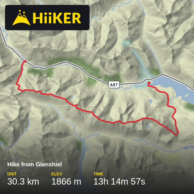 A map preview of the recording Hike from Glenshiel.