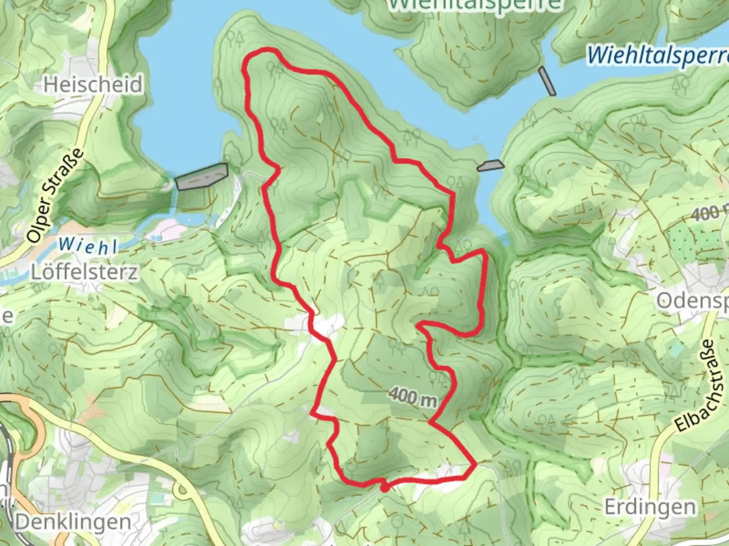 An image depicting the trail Reichshopf Loop and its surrounding area.