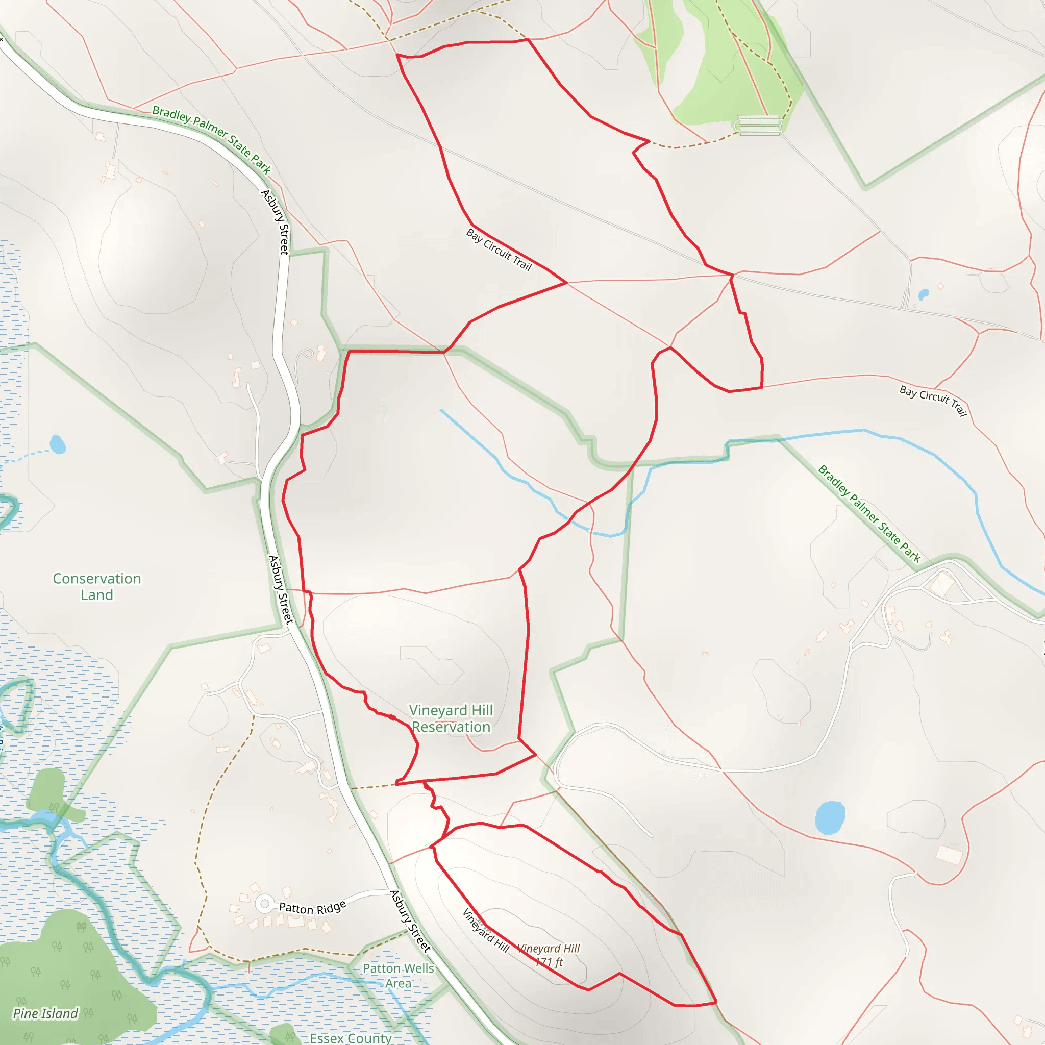 Vineyard Hill via Bay Circuit Trail Loop mobile static map