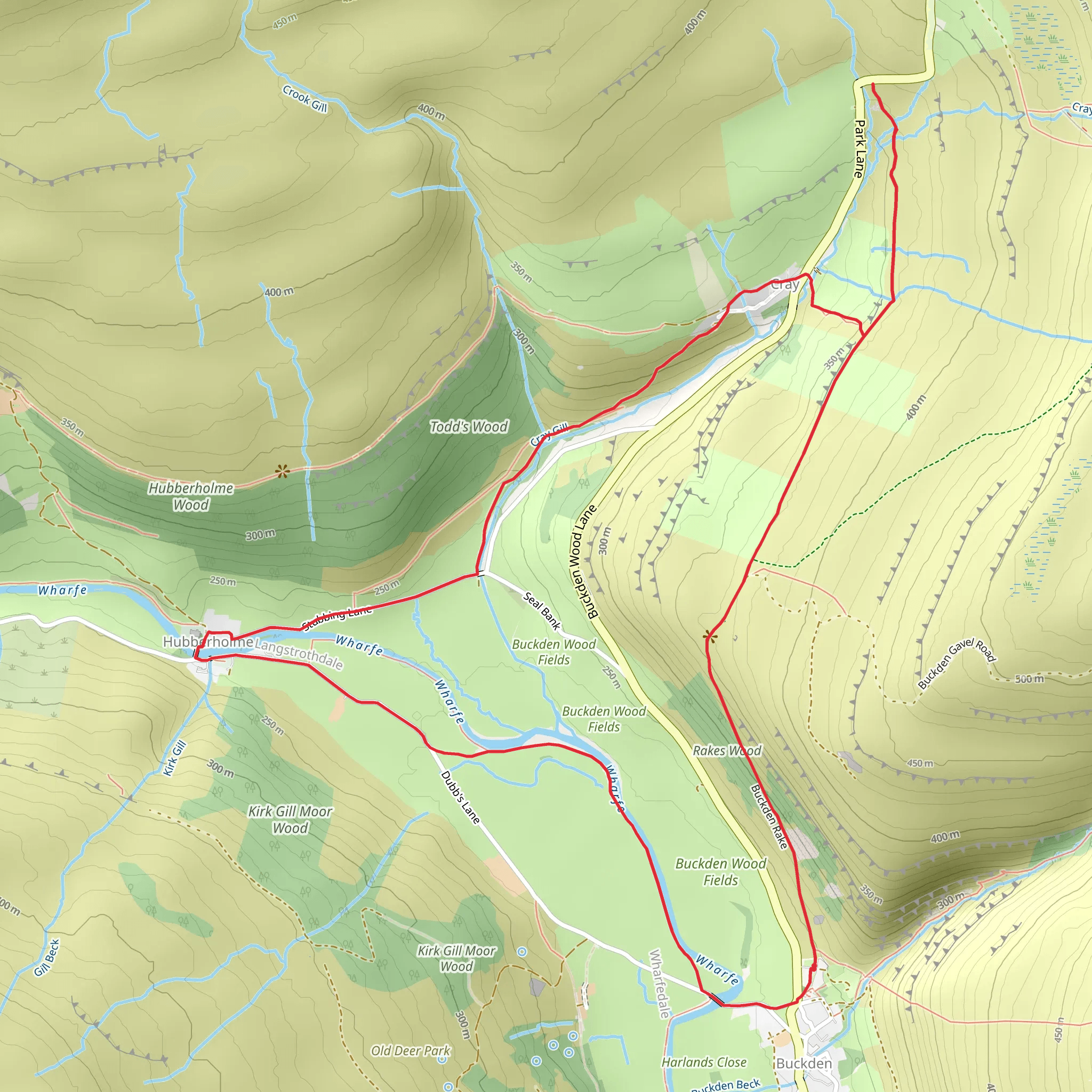 Cray Gill Waterfalls and Middle Falls Loop - Buckden mobile static map