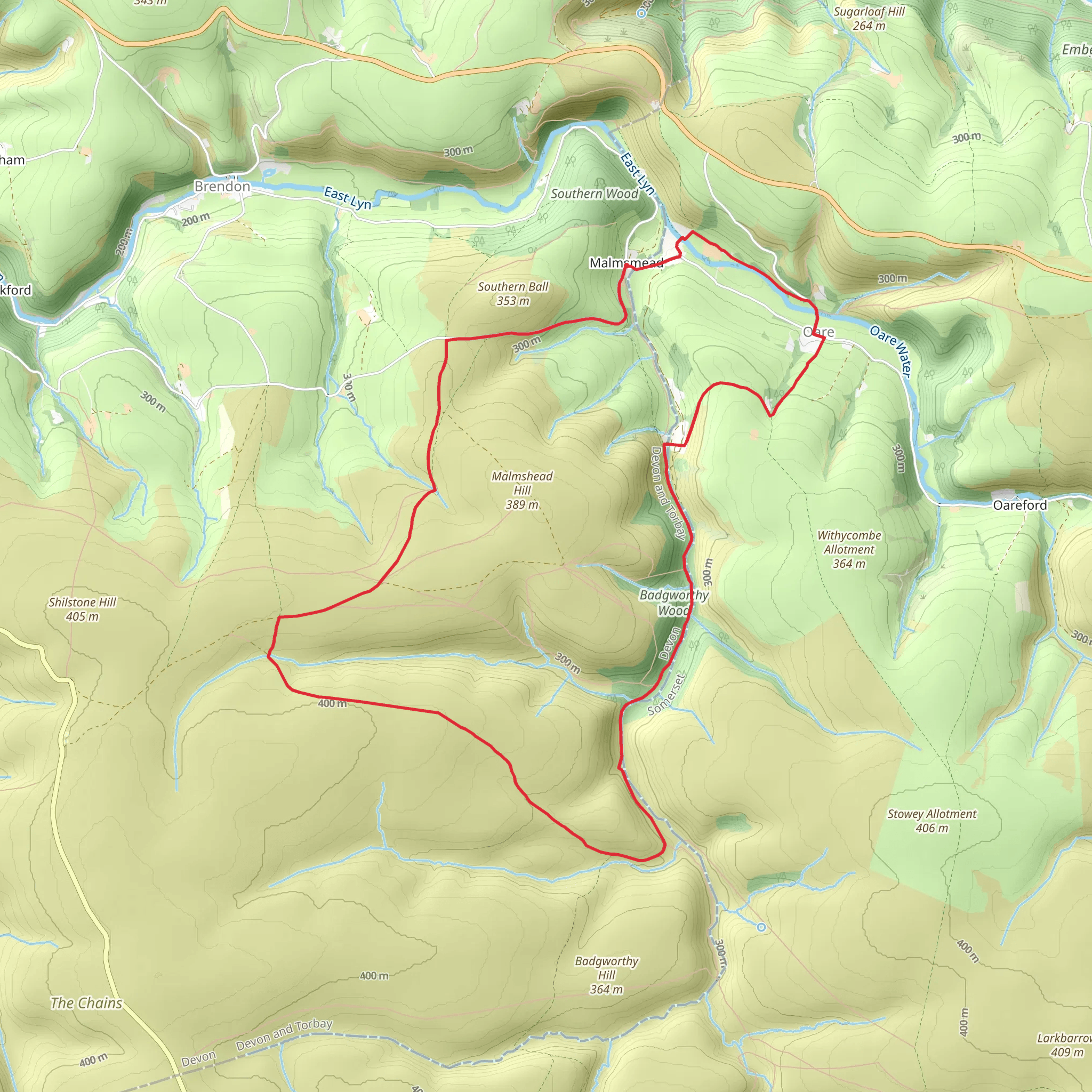 Malmsmead Loop mobile static map