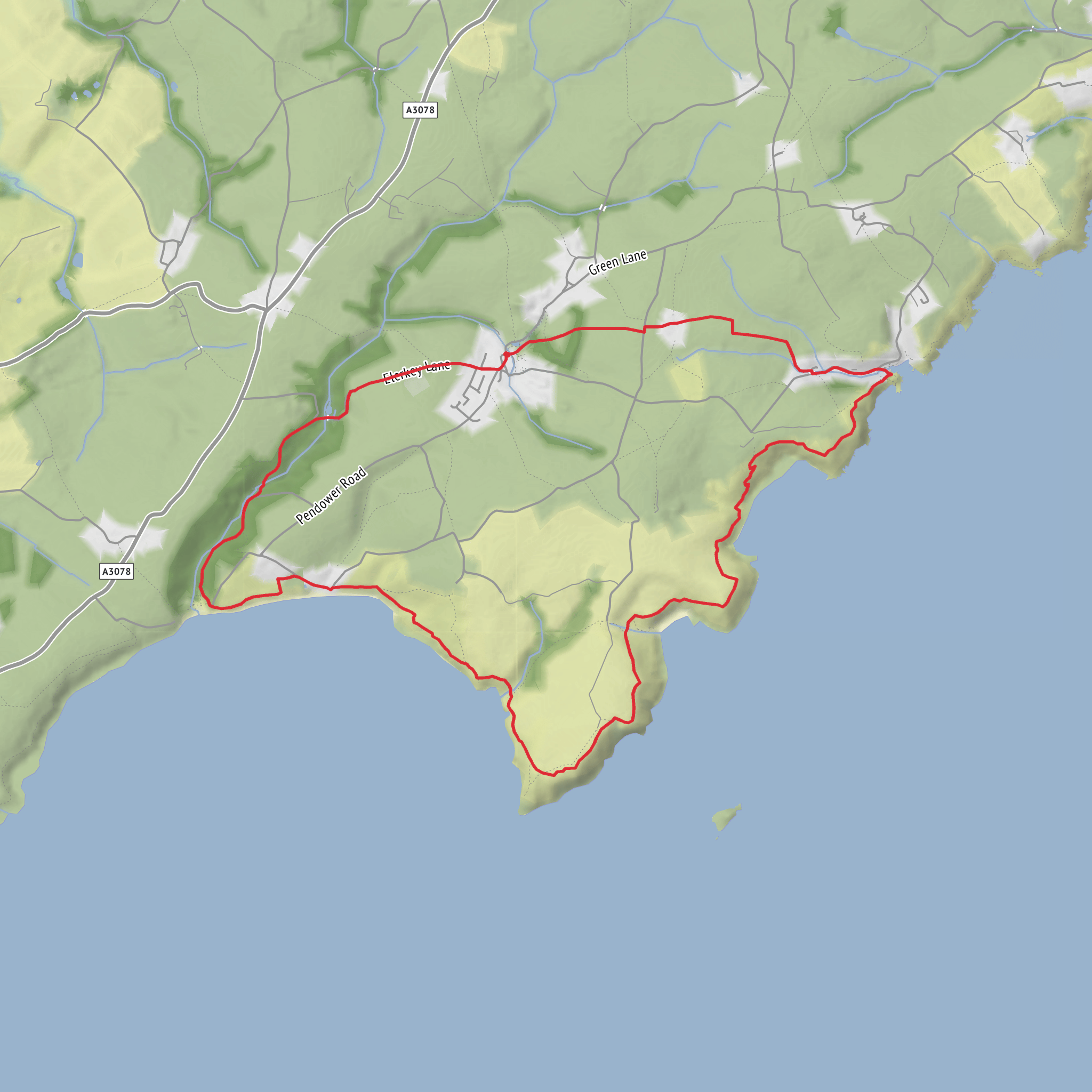Nare Head and Portloe from Veryan mobile static map