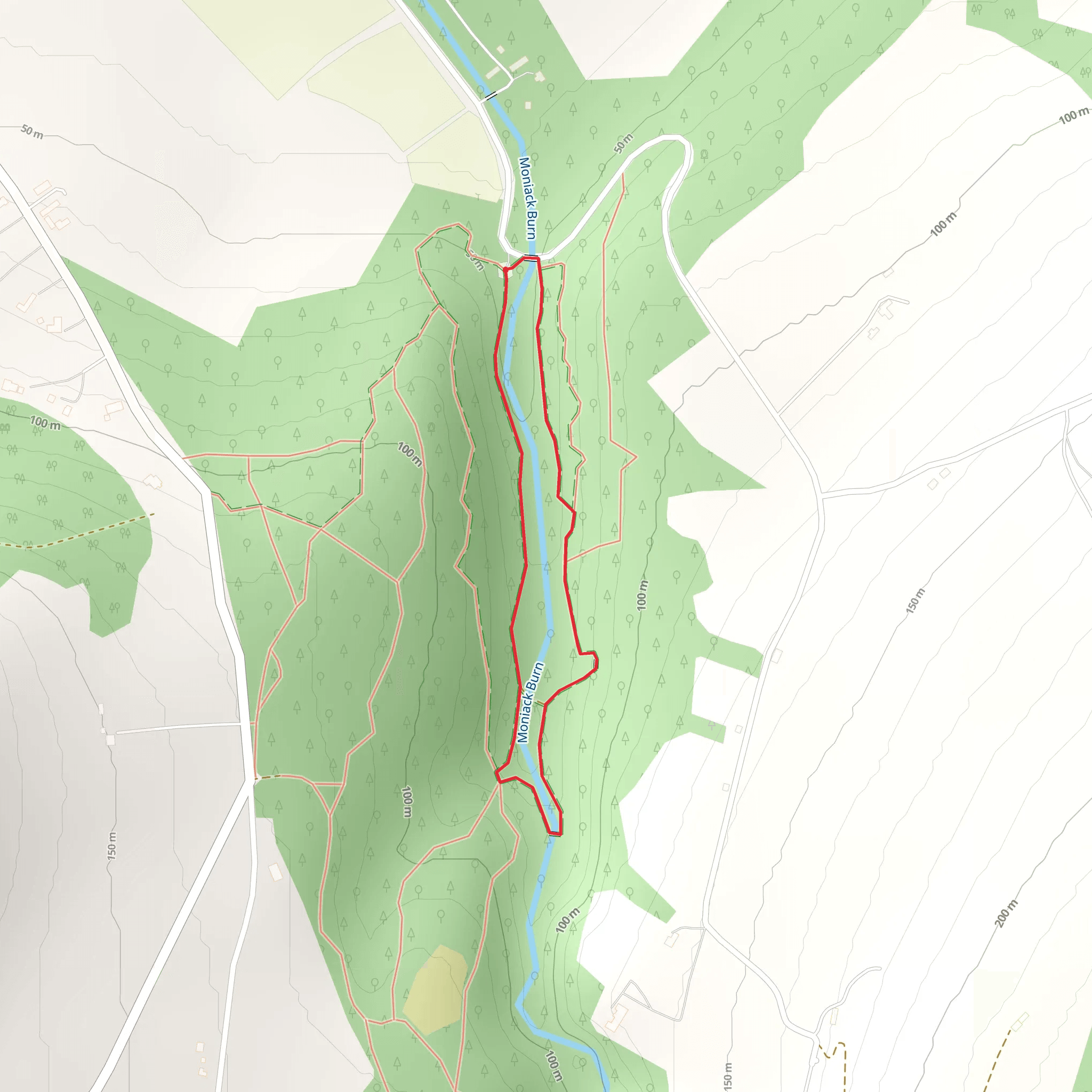 Tall Trees Loop from Moniack Brun mobile static map