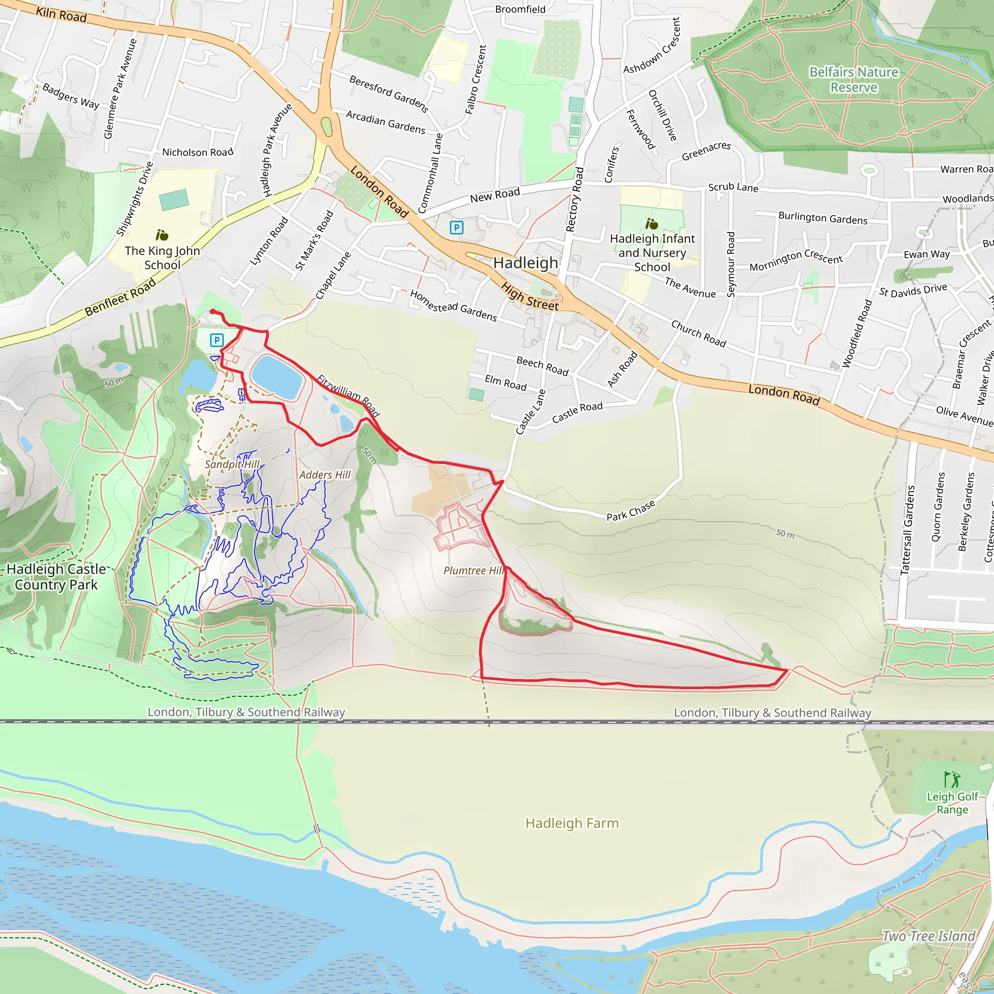 Hadleigh Castle Walk mobile static map