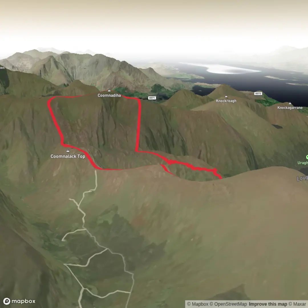 An image depicting the trail Gleninchaquin Park to Coomnadiha Loop - Club and its surrounding area.