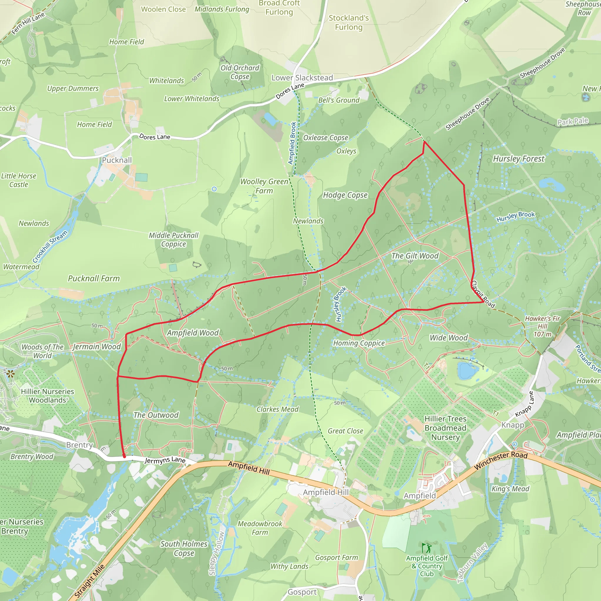 Ampfield Wood Loop - Brentry mobile static map